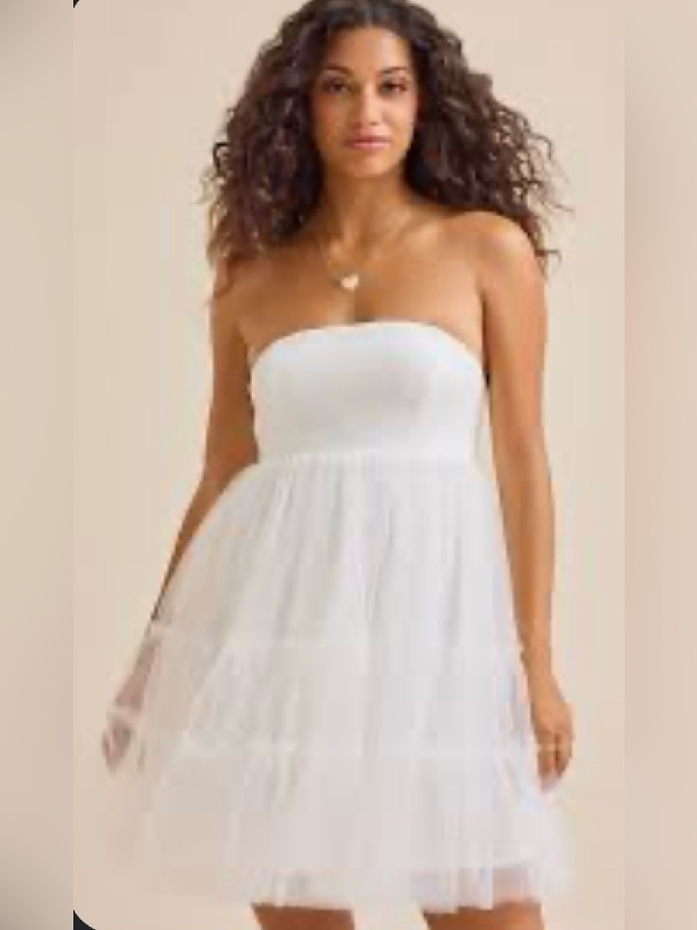 Altar'd State White Strapless Sequin Tulle Dress